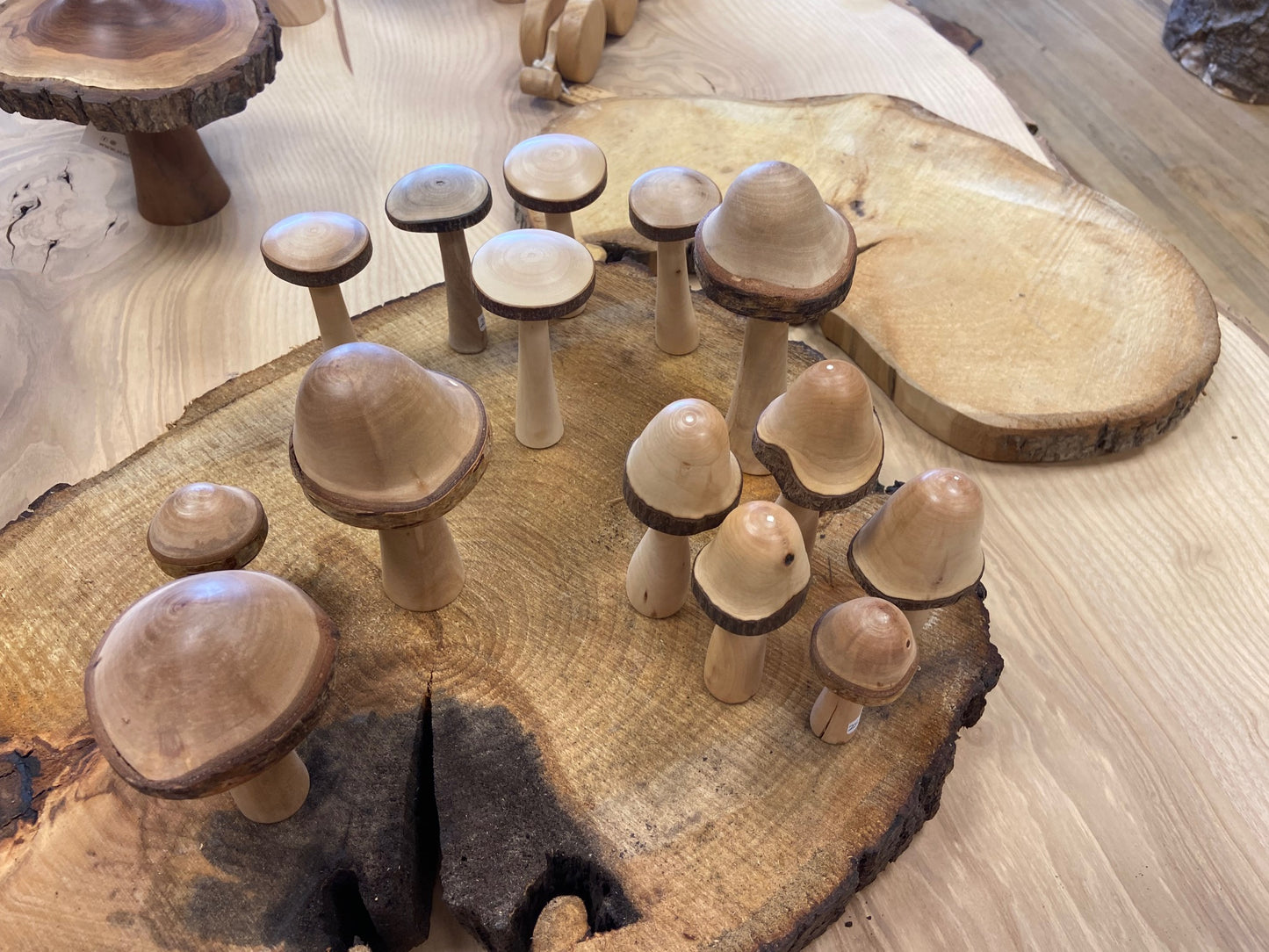Hand-turned Wooden Mushrooms