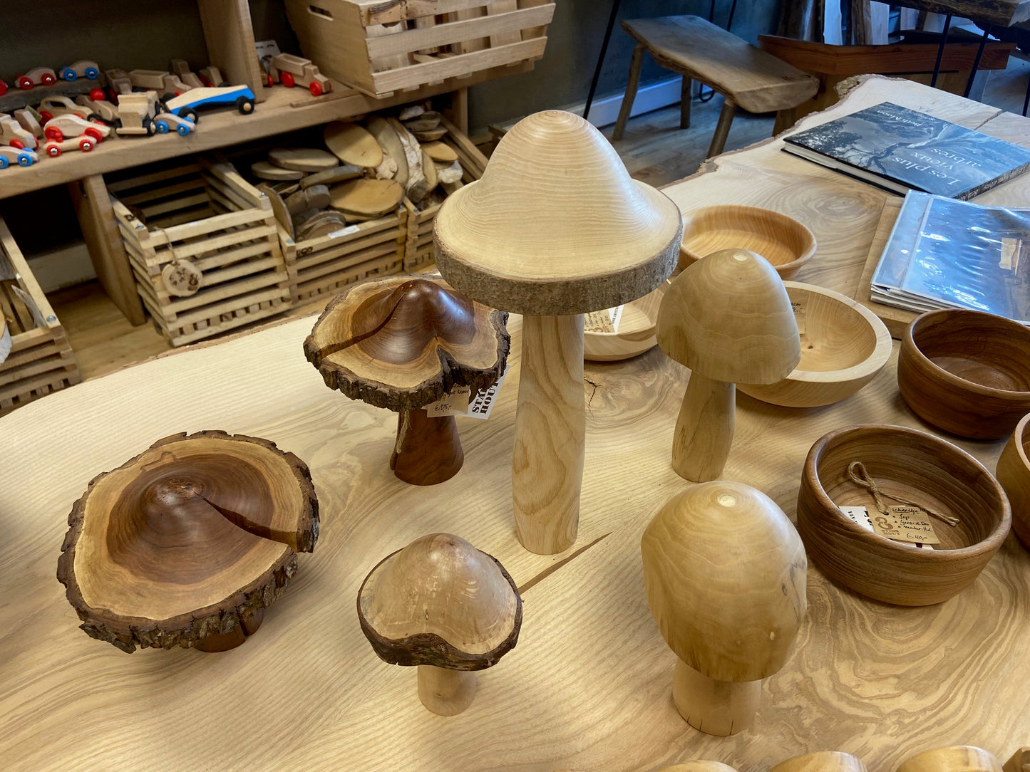 Hand-turned Wooden Mushrooms